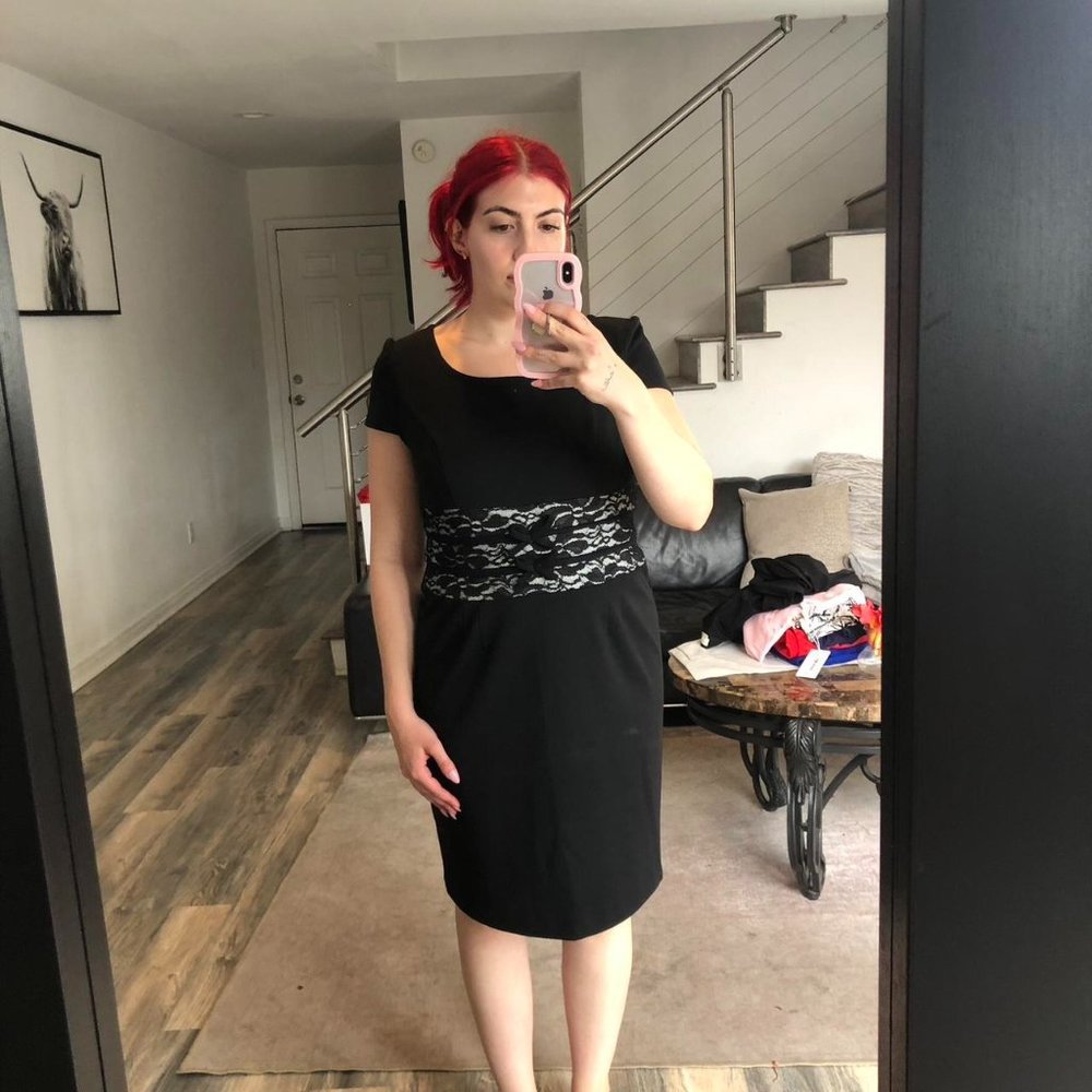 Chopin Roma Black Lace Detail Dress Size L